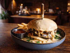 Sarvik restoran lihaveise burger cheddar kastmega